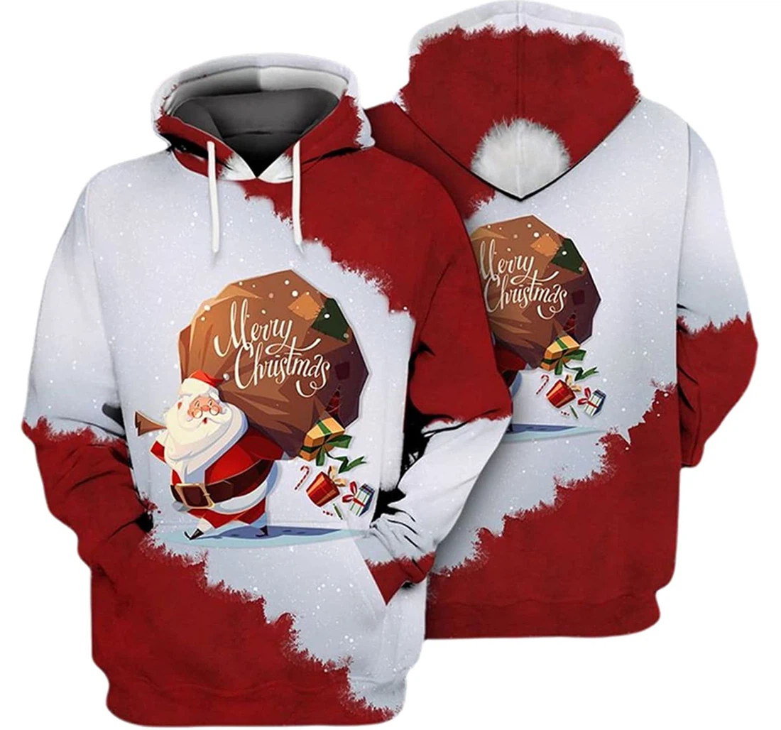 Cute Santa Claus Merry Christmas - 3D Printed Pullover Hoodie