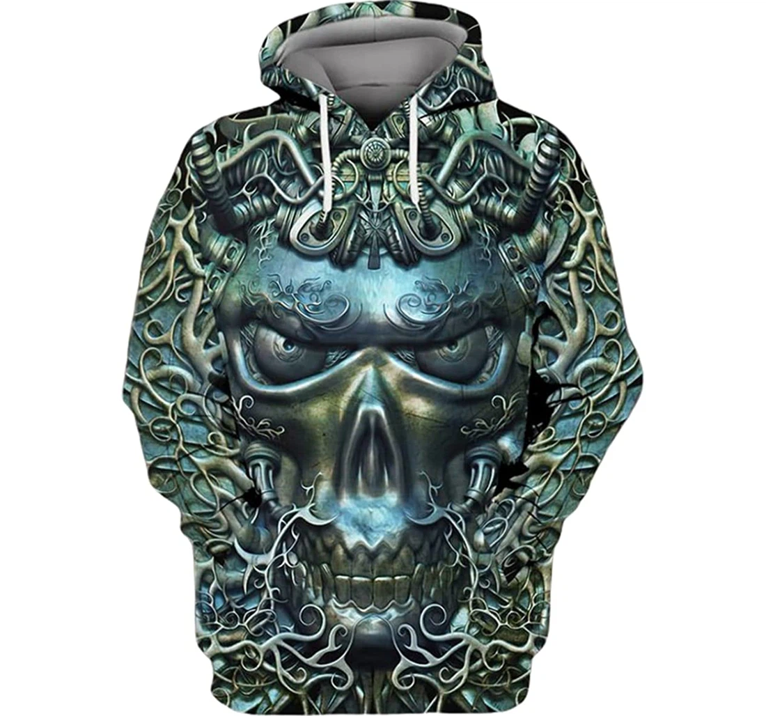 Personalized Skull Machines Green - 3D Printed Pullover Hoodie
