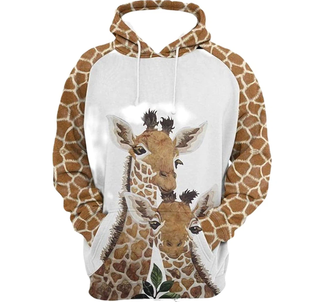 Personalized Giraffe Family - 3D Printed Pullover Hoodie
