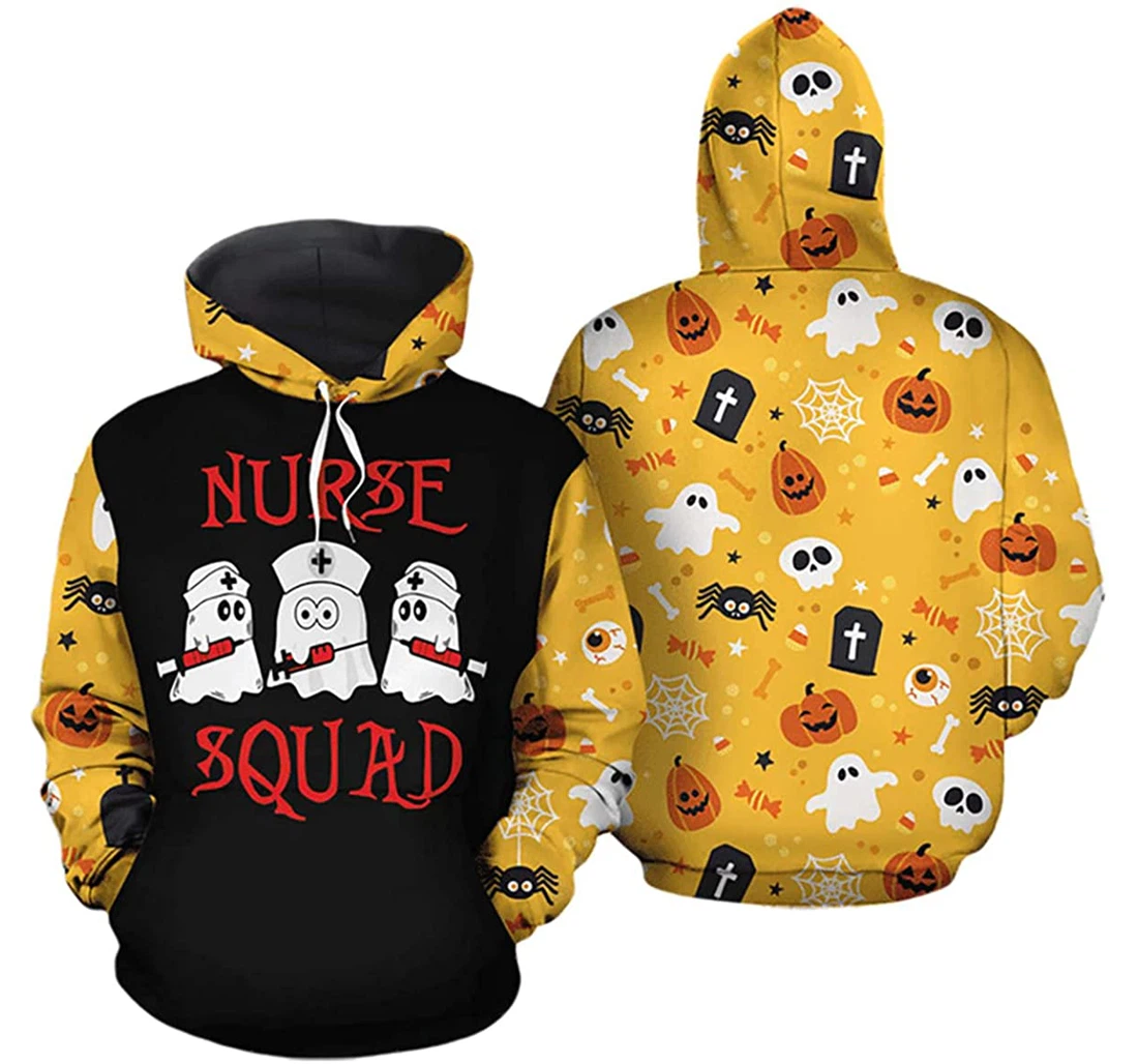 Halloween Ghost Funny Nurses Squad - 3D Printed Pullover Hoodie
