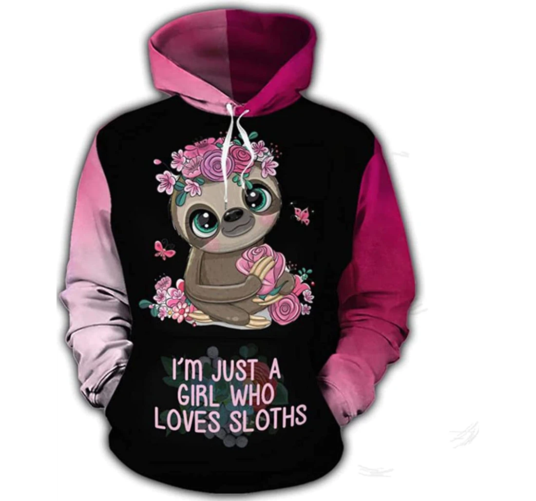 Just A Girl Who Loves Sloths Christmas - 3D Printed Pullover Hoodie