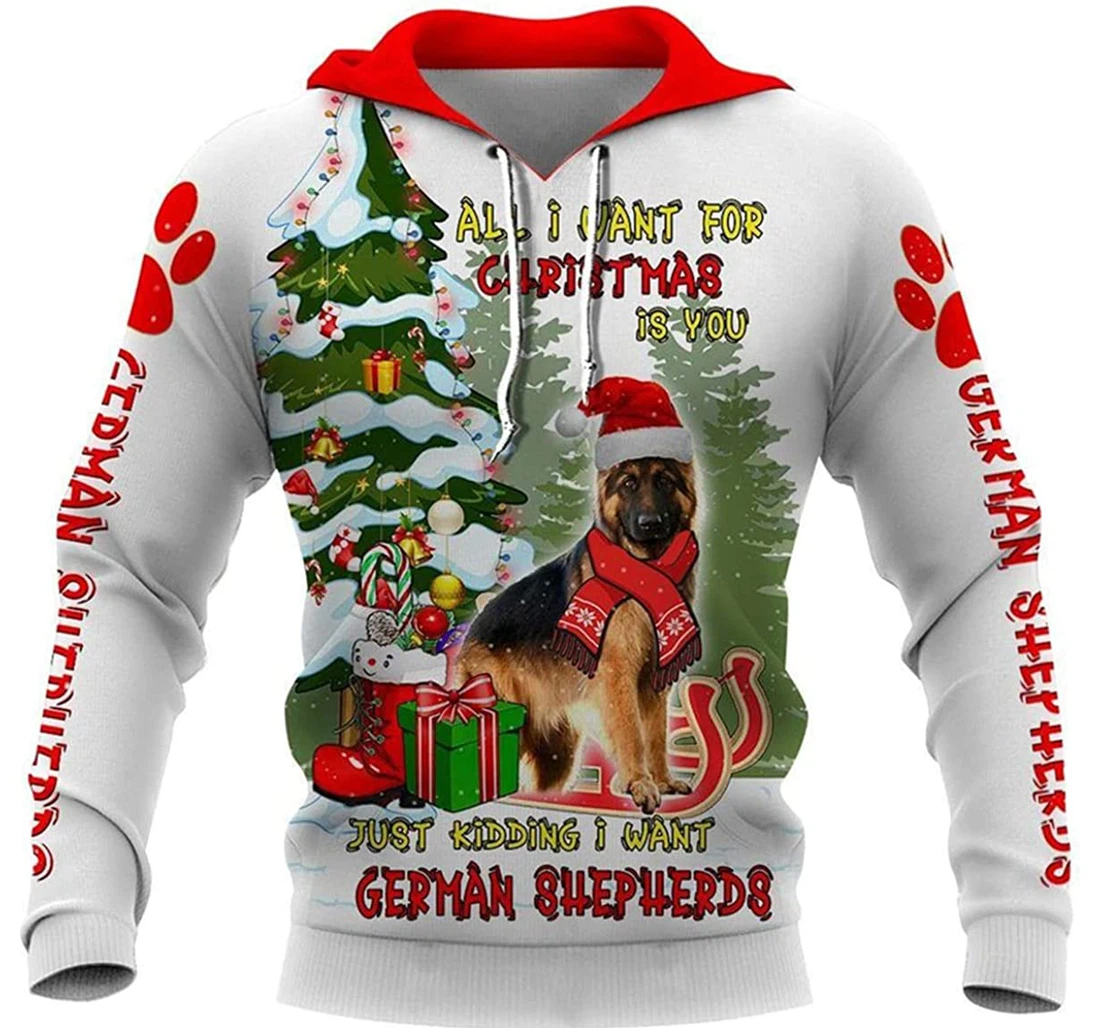 All I Want Christmas Is German Shepherd - 3D Printed Pullover Hoodie