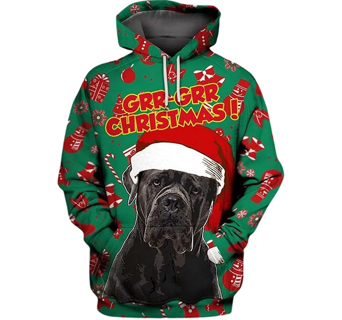 Cane Corso Christmas Pattern - 3D Printed Pullover Hoodie