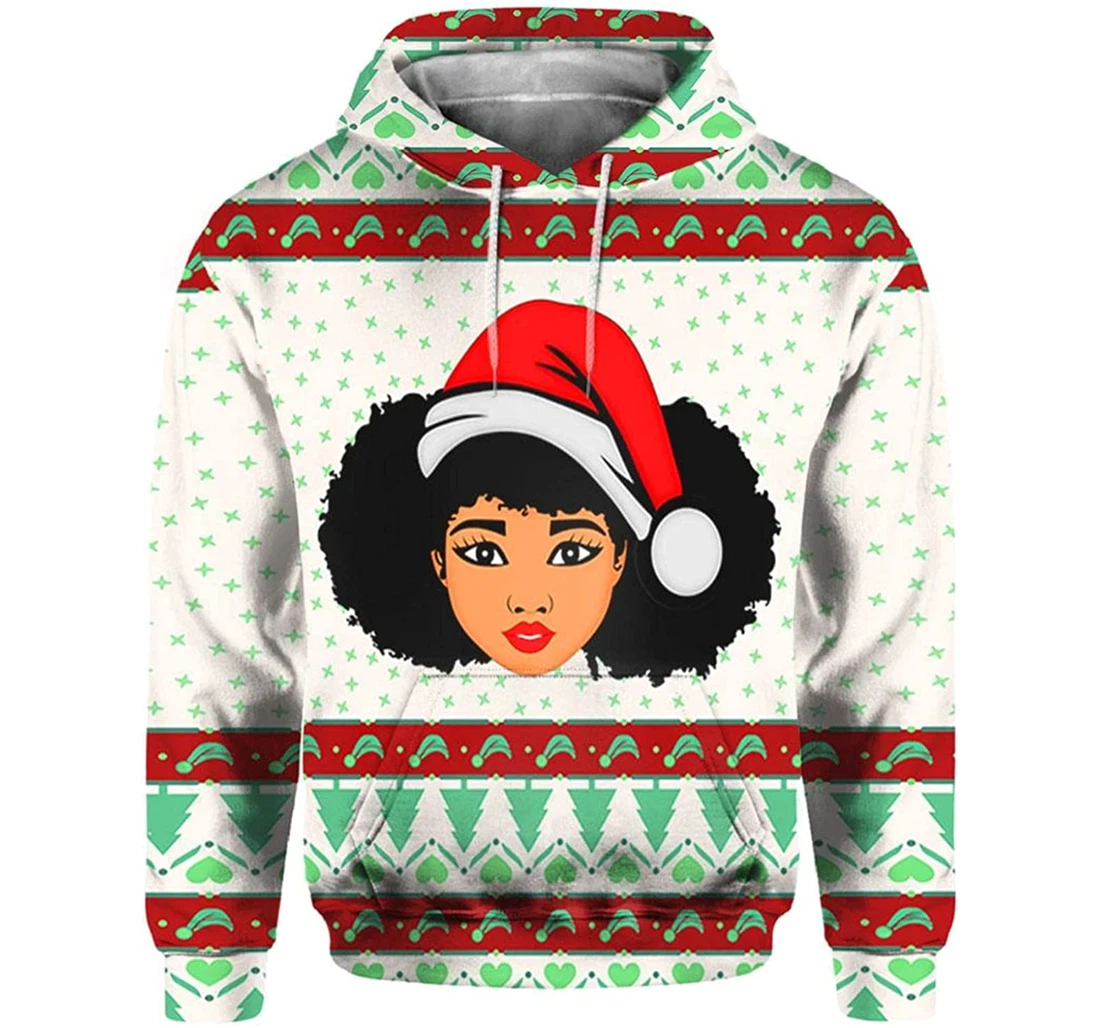 Melanin Girl Christmas - 3D Printed Pullover Hoodie