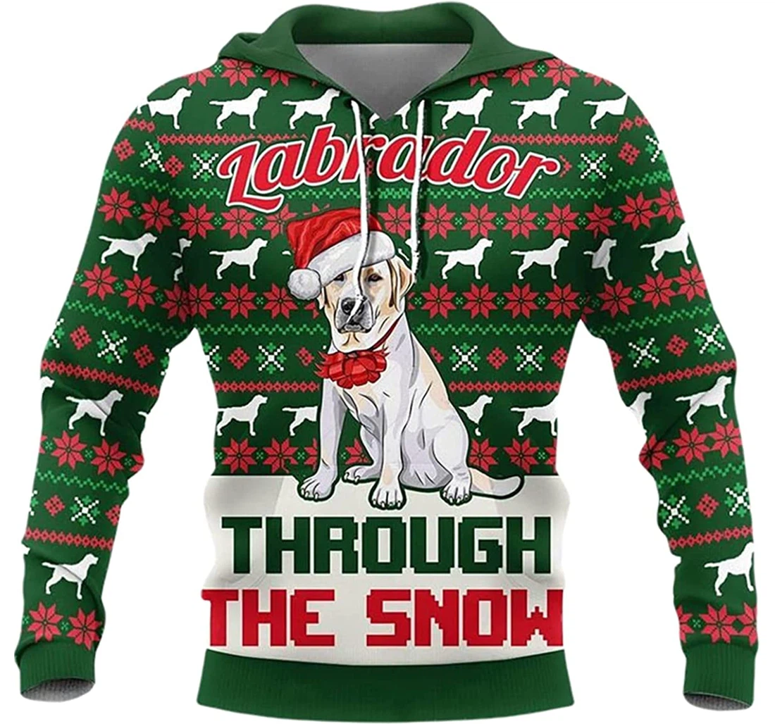 Labrador Christmas Through The Snow - 3D Printed Pullover Hoodie