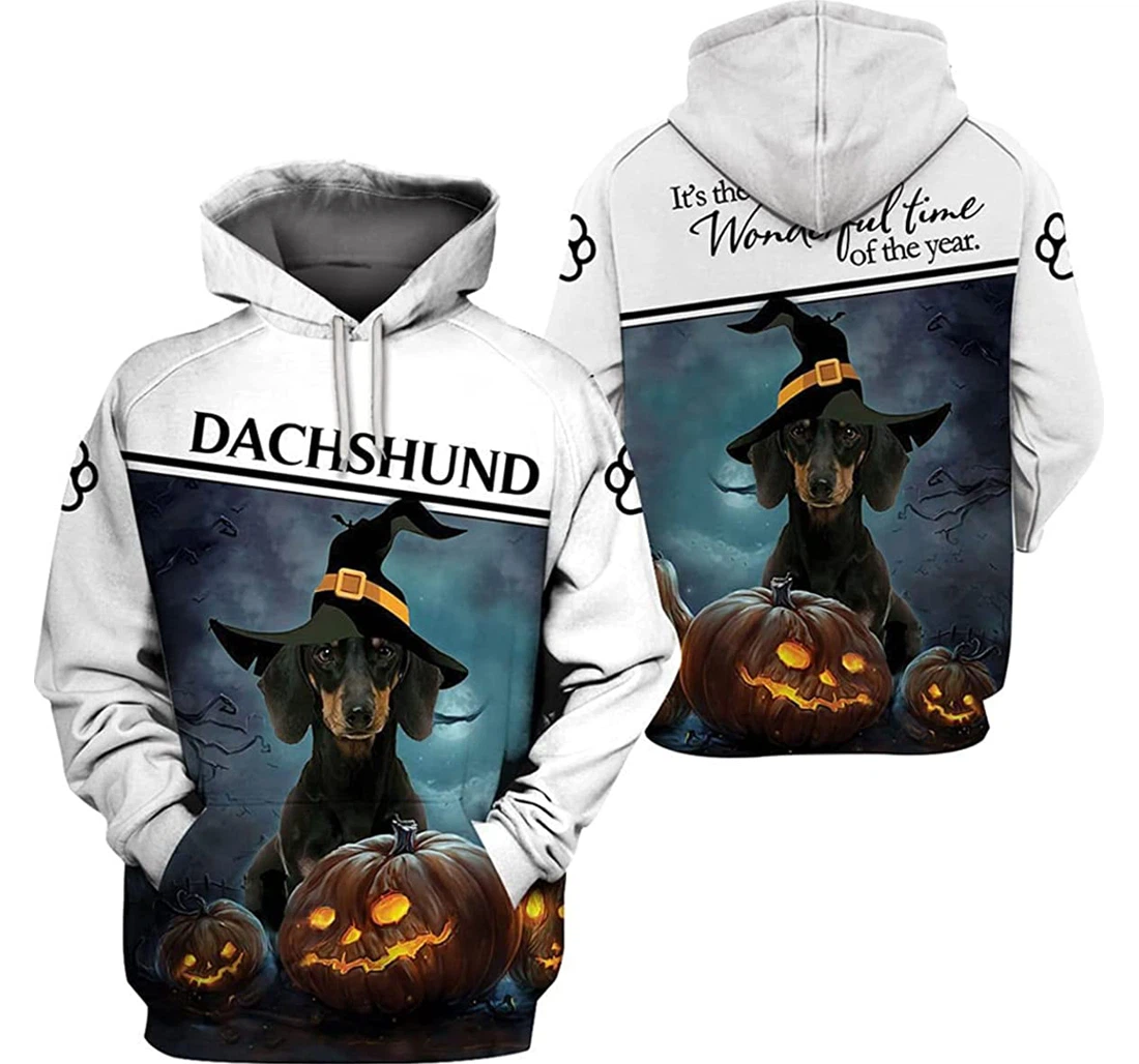 Halloween Dachshund It's The Most Wonderful Time Of The Year - 3D Printed Pullover Hoodie