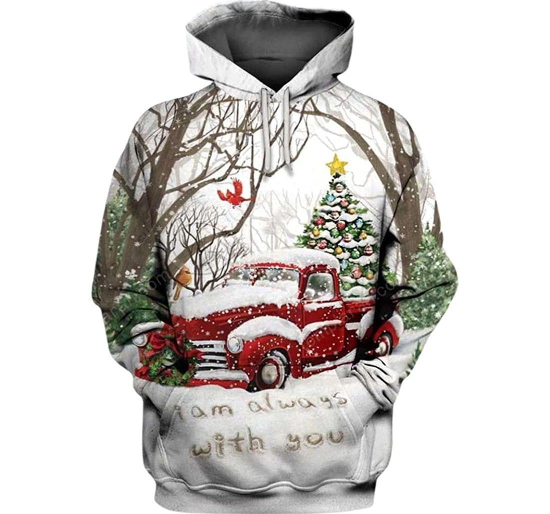 Personalized Merry Christmas Old Red Truck Christmas Tree - 3D Printed Pullover Hoodie