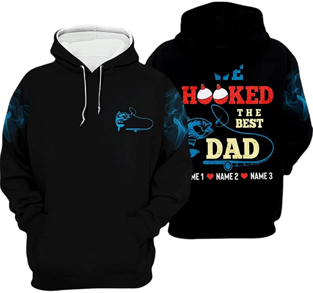 Personalized Name Father's Day Fishing Dad We Hooked The Best Dad - 3D Printed Pullover Hoodie