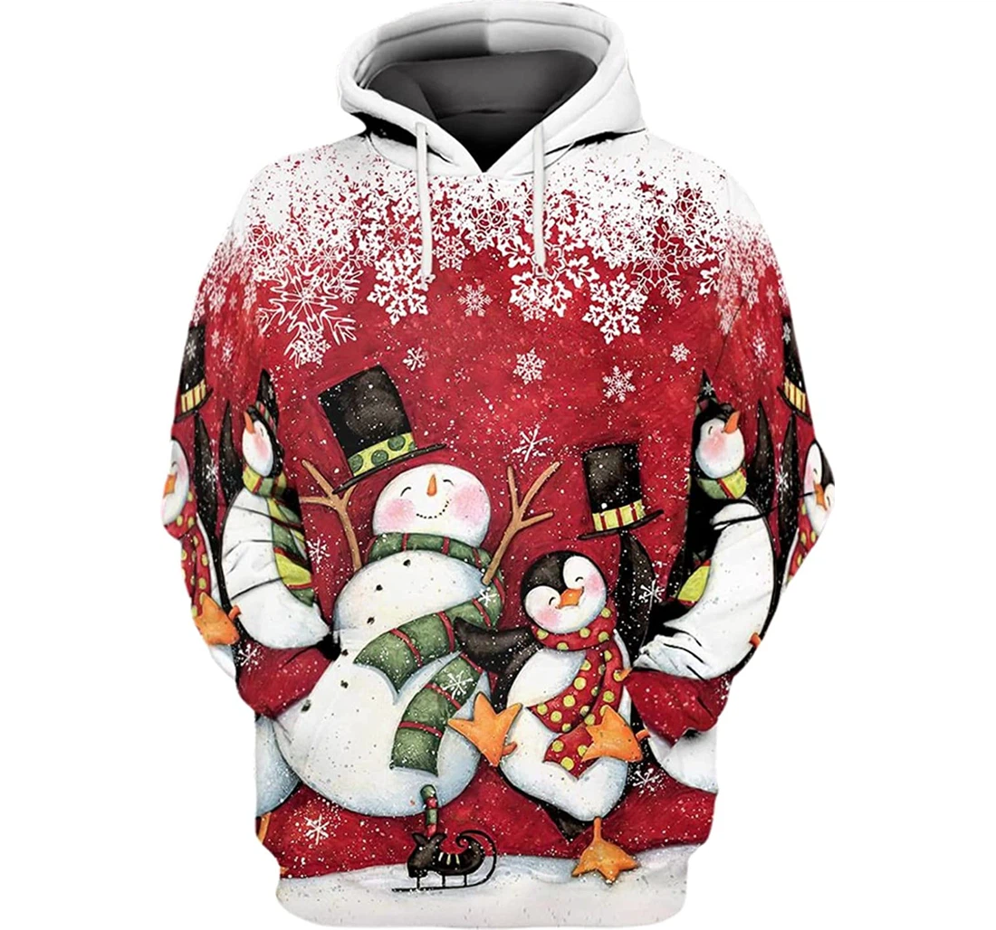 Penguins Snow Dance Christmas - 3D Printed Pullover Hoodie