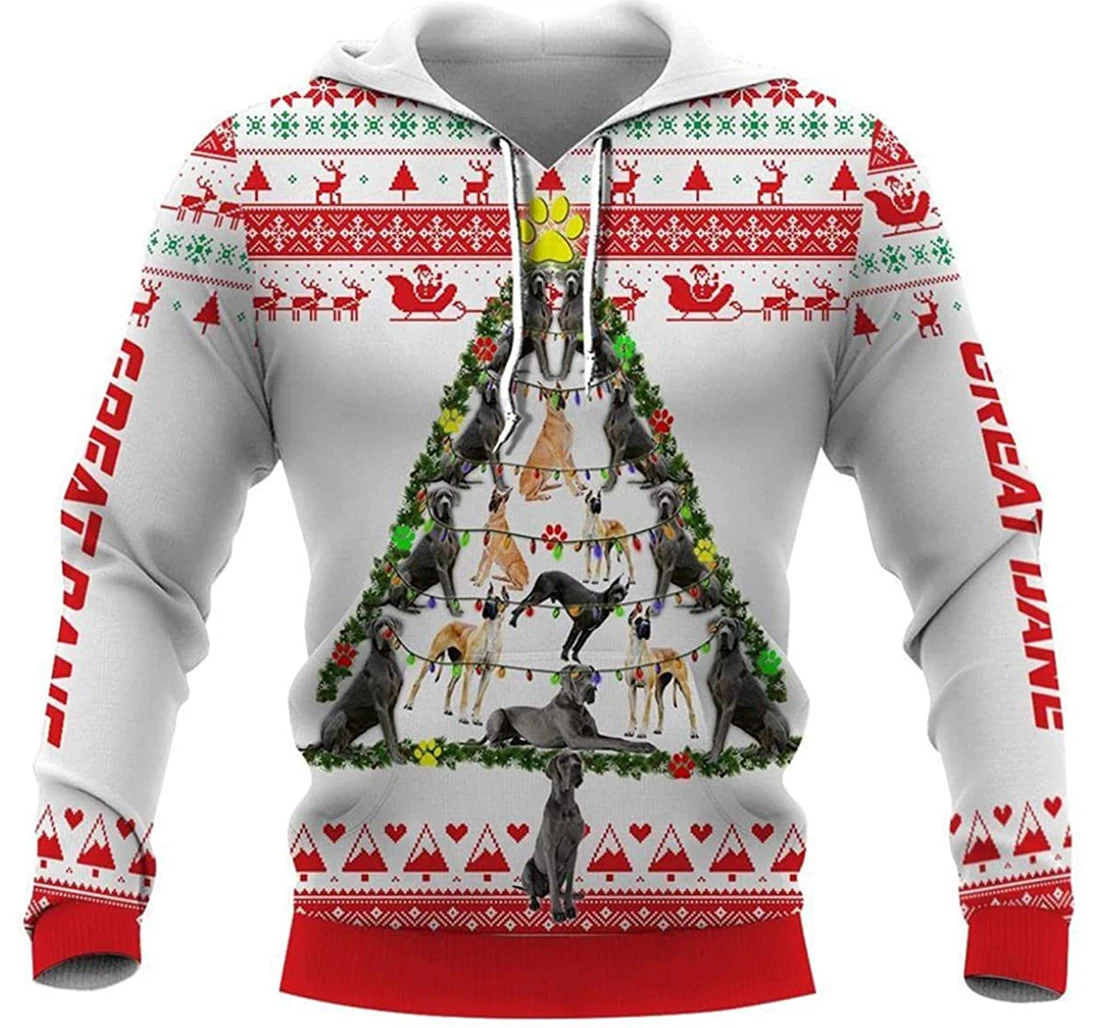 Great Dane Christmas Tree - 3D Printed Pullover Hoodie
