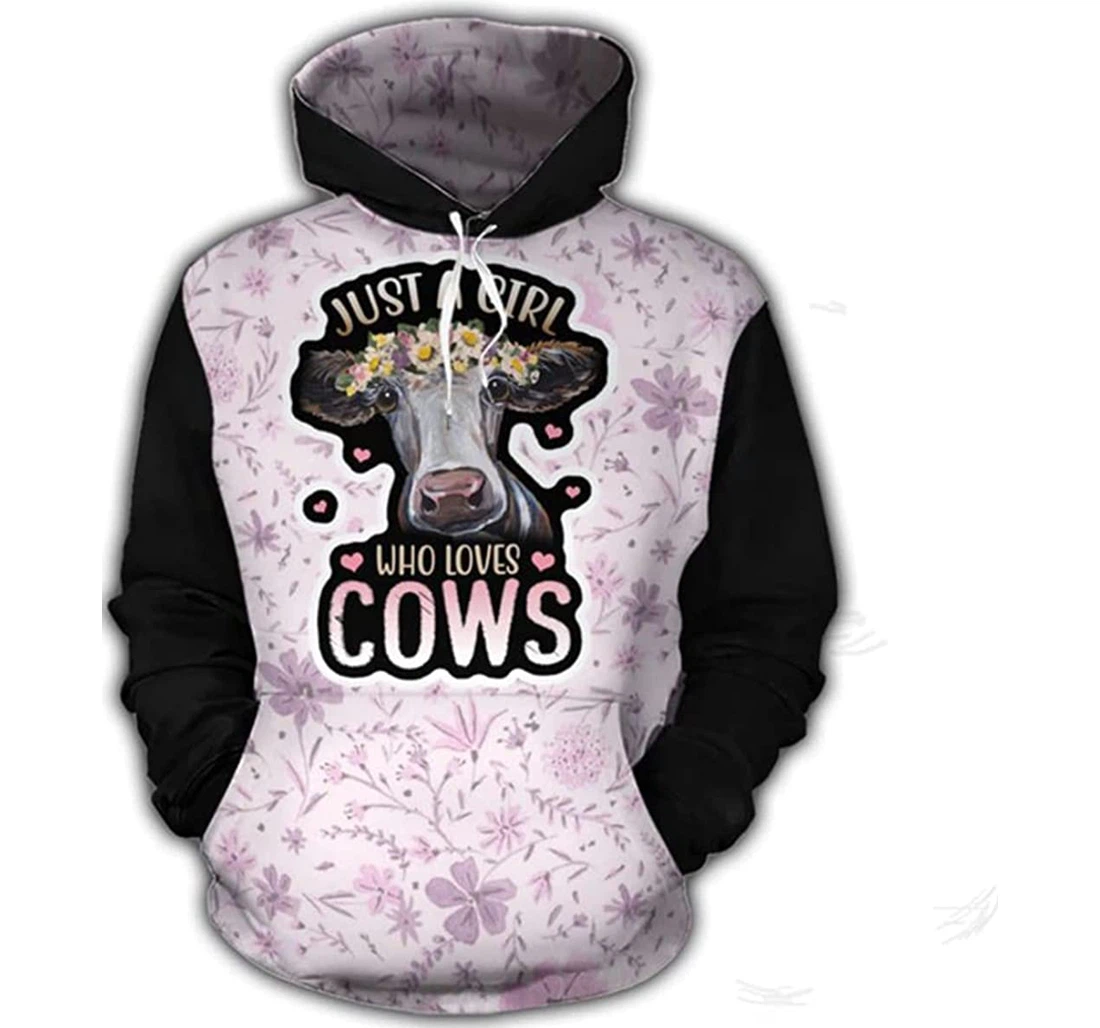 Just A Girl Who Loves Cows Christmas - 3D Printed Pullover Hoodie