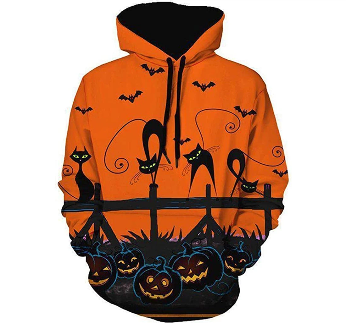 Pumpkin Cat Halloween Pefect - 3D Printed Pullover Hoodie