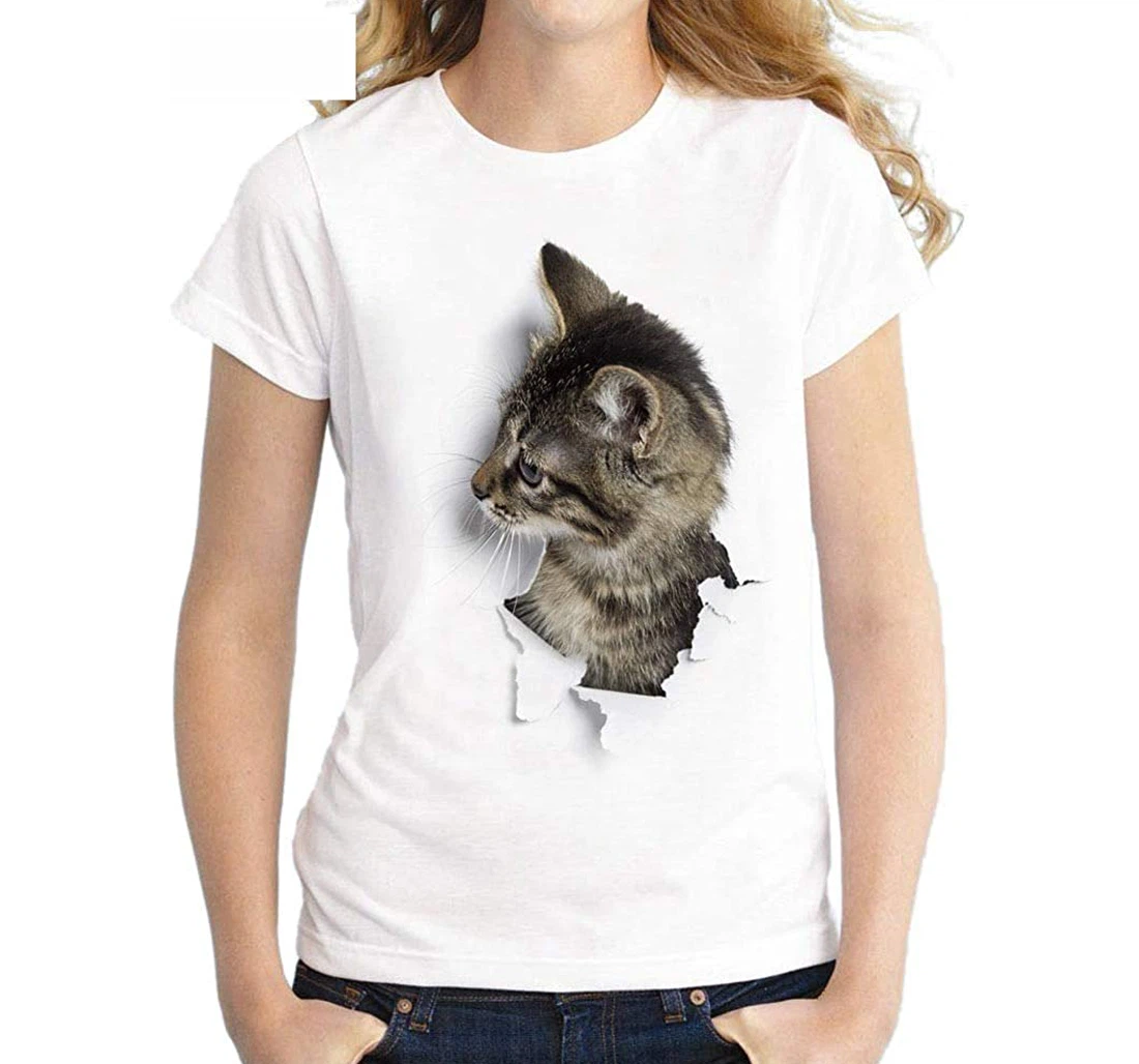 Girl Cat - 3D Printed T-shirt