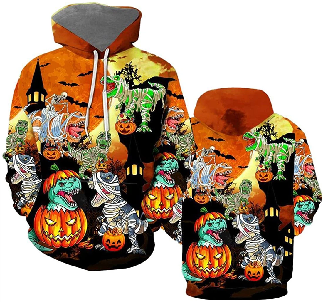 T Rex Dinosaur Happy Halloween Pefect - 3D Printed Pullover Hoodie
