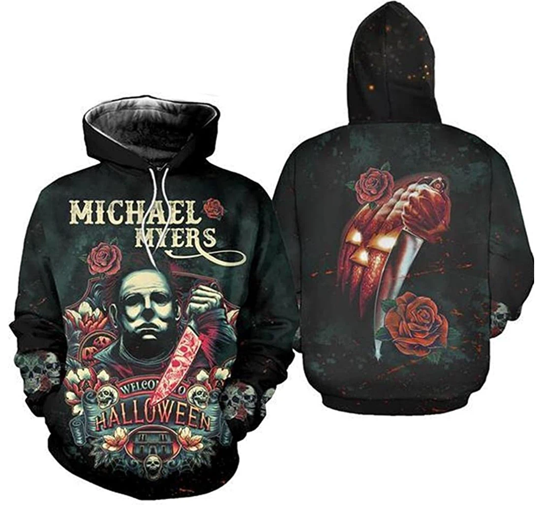 Welcome To Halloween Michael Myers Pefect Pennywise It Pennywise Halloween Horror - 3D Printed Pullover Hoodie