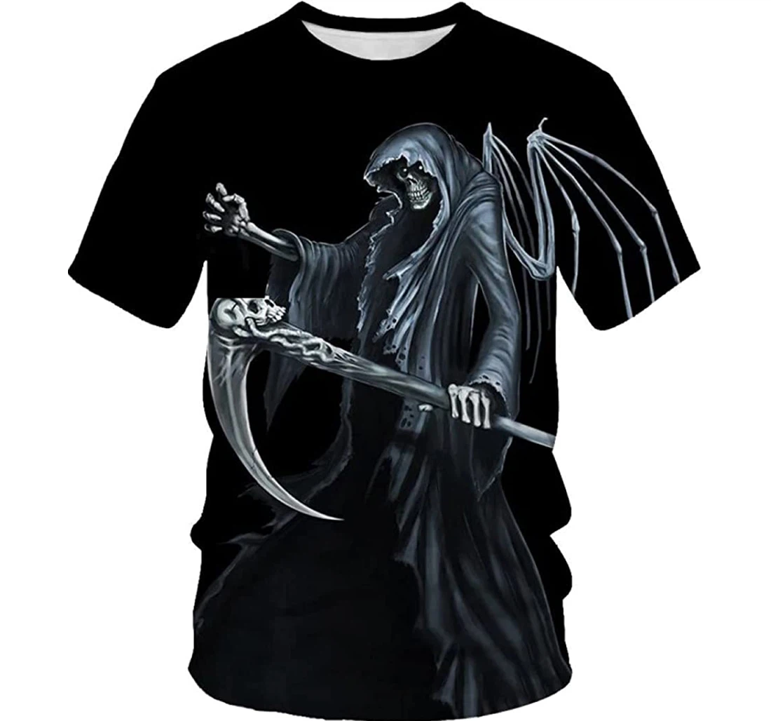 Summer Skull Printing Men's Breathable Streetwear Splicing Printing Gift - 3D Printed T-shirt