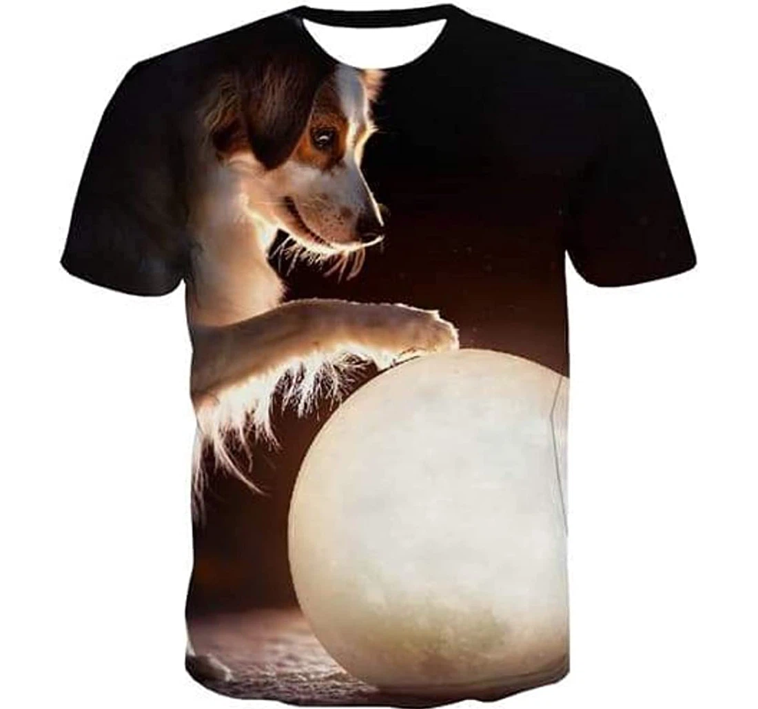 New Dog Animal Galaxy Ball Graphic Lovely - 3D Printed T-shirt