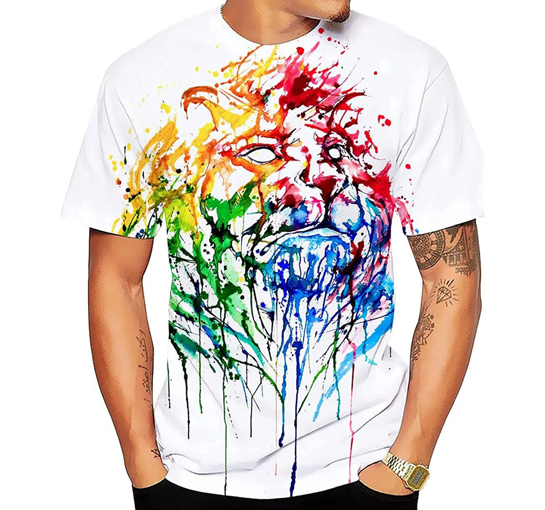 Lilinoffy Printing Tees Splash Ink Graphic - 3D Printed T-shirt