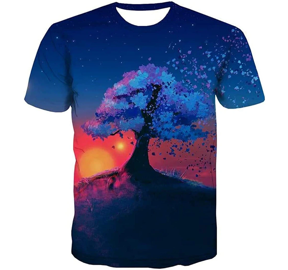 New Sunset Tree Galaxy Colorful Funny - 3D Printed T-shirt