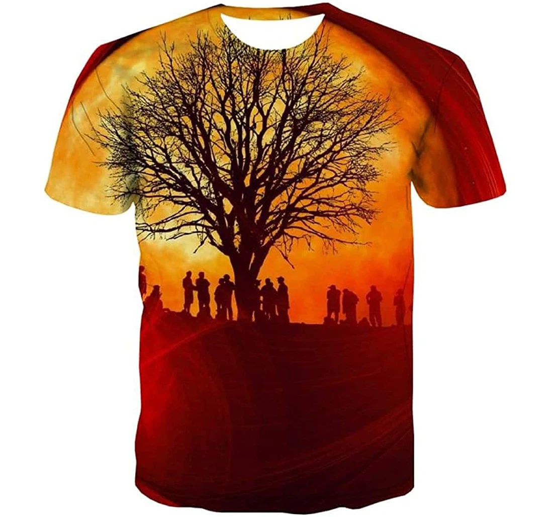 New Moon Flame Tree Graphic - 3D Printed T-shirt