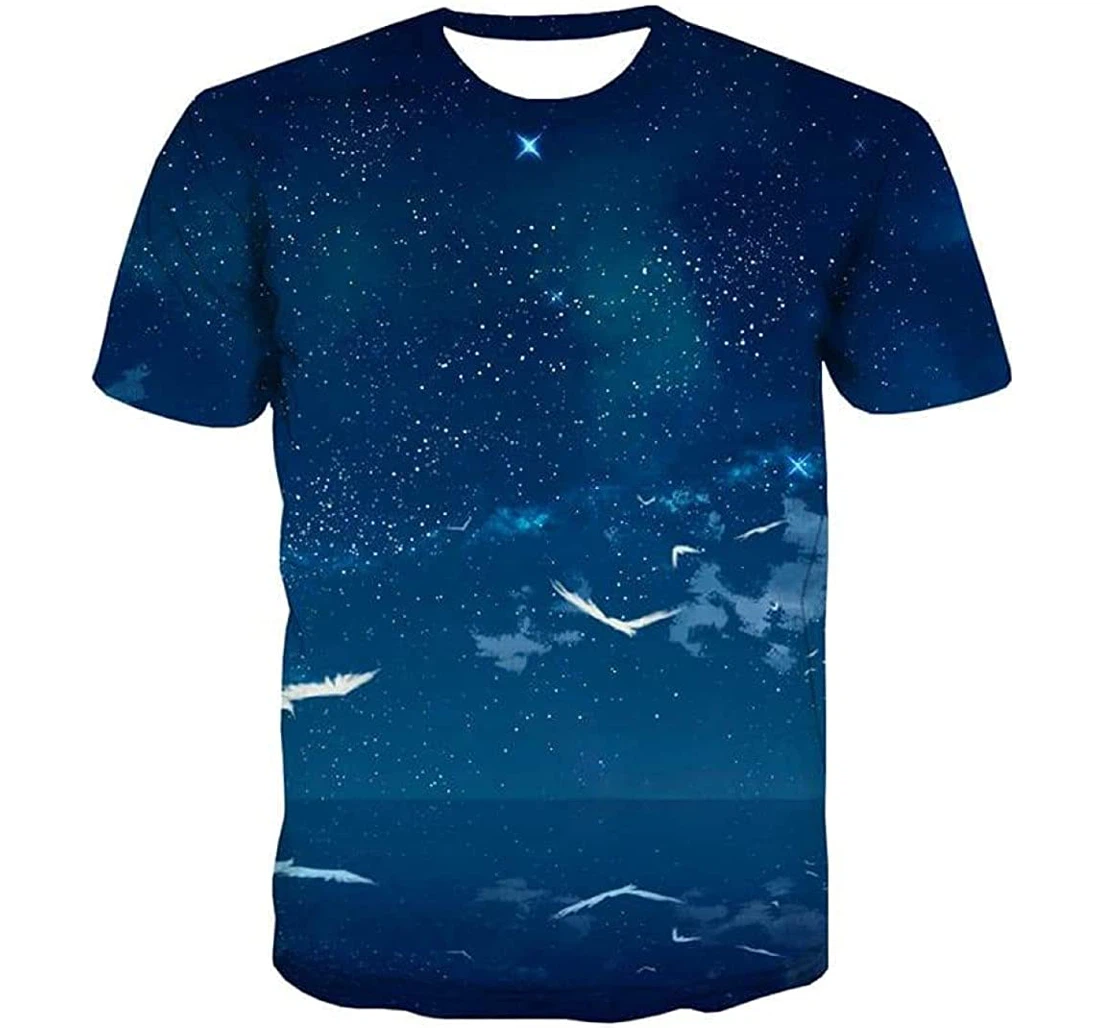 New Galaxy Space Universe Blue Graphic - 3D Printed T-shirt