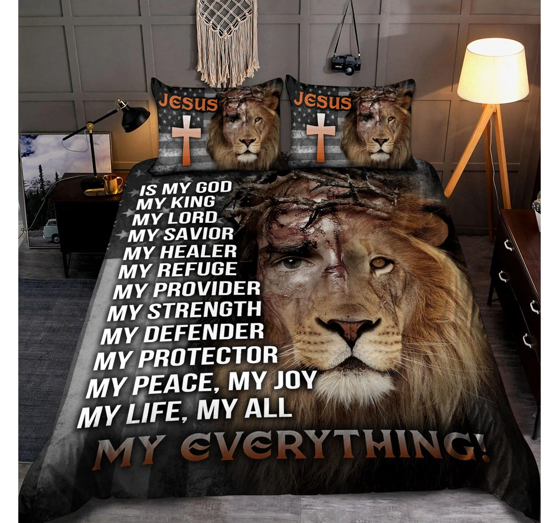 Personalized Bedding Set - God My Everything Included 1 Ultra Soft Duvet Cover or Quilt and 2 Lightweight Breathe Pillowcases