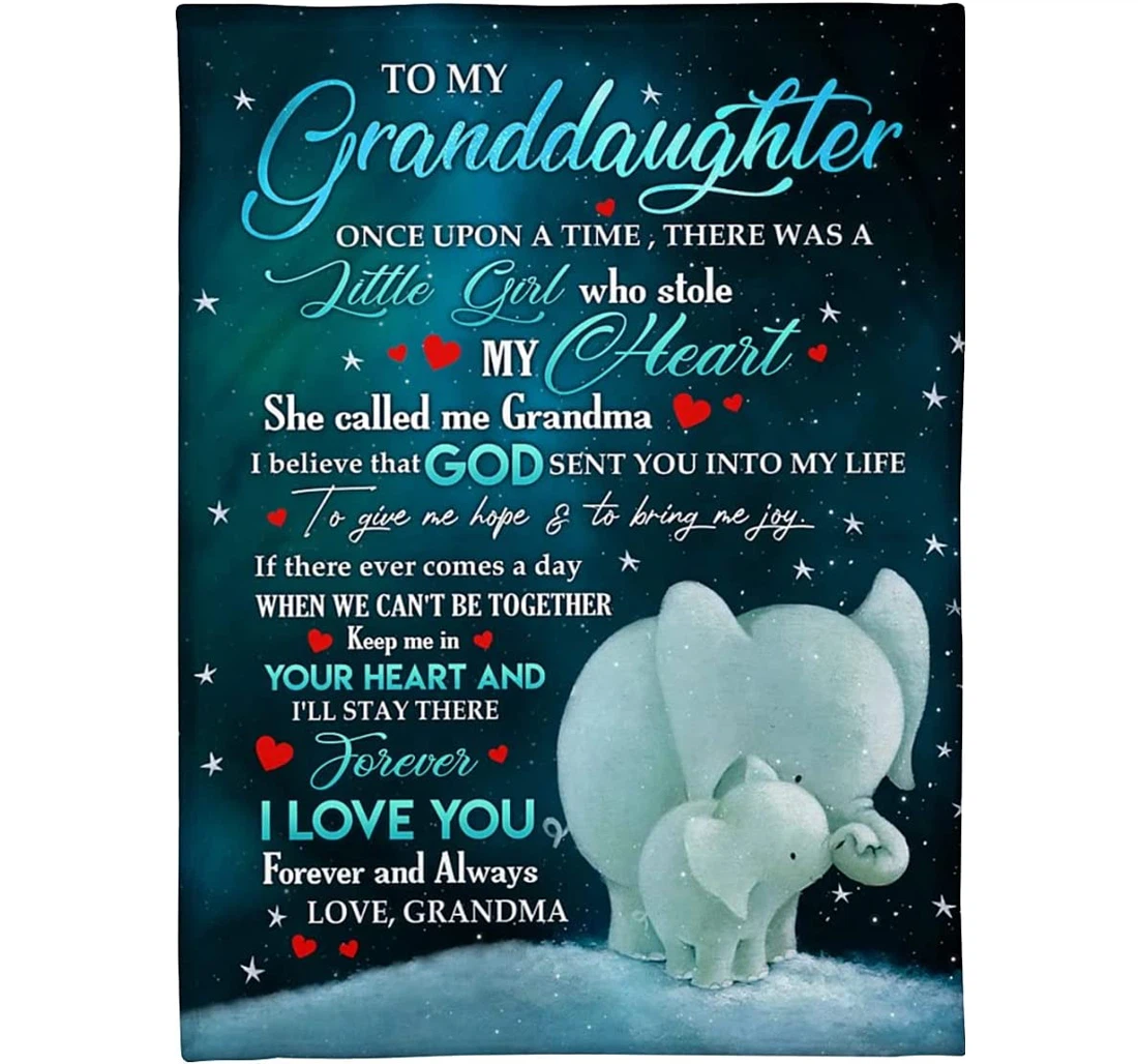 Throw Blanket, Quilt - Personalized To My Granddaughter I Love You Forever And Always Elephant From Grandma Customized Gifts Sherpa Fleece