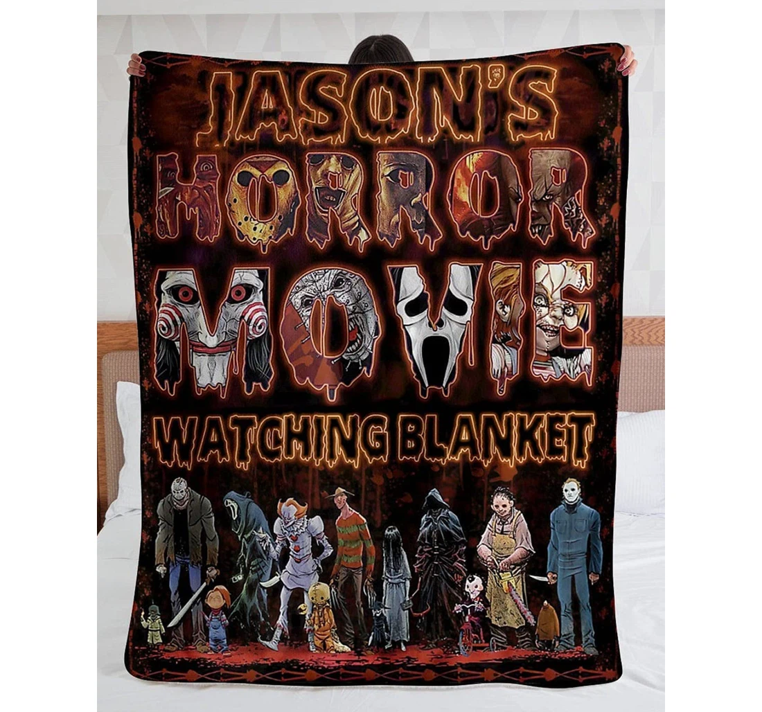 Throw Blanket, Quilt - Personalized Gift Custom This Is My Horror Movie Watching Halloween Mink Blanket. Sherpa Fleece