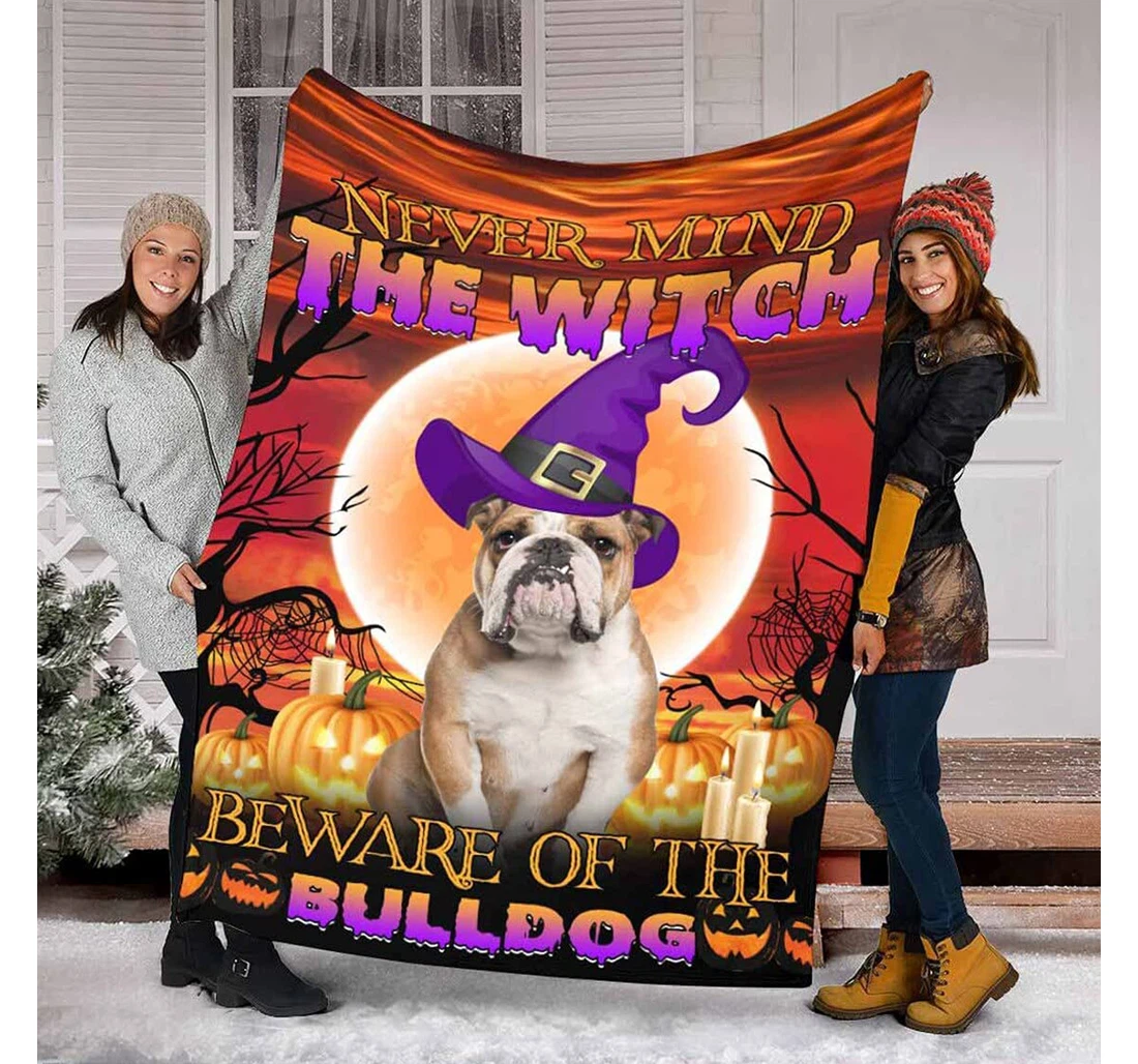 Throw Blanket, Quilt - Never Mind The Witch Pull Dog Mink Gift Halloween Sherpa Fleece