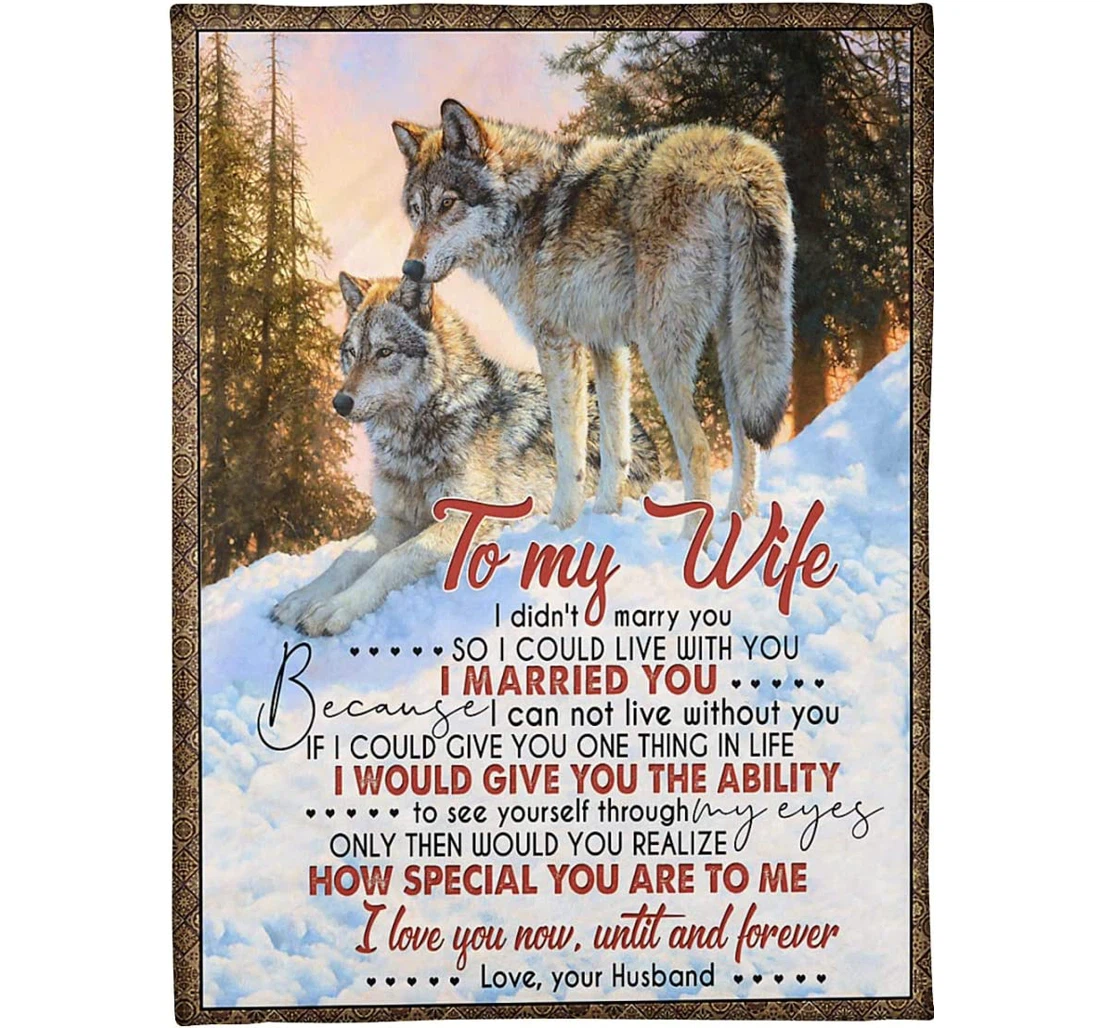 Throw Blanket, Quilt - Personalized Wolf To My Wife From Husband Custom Name Warmth Winter Print Couple Wolf Together Customized Gifts Valentines Sherpa Fleece