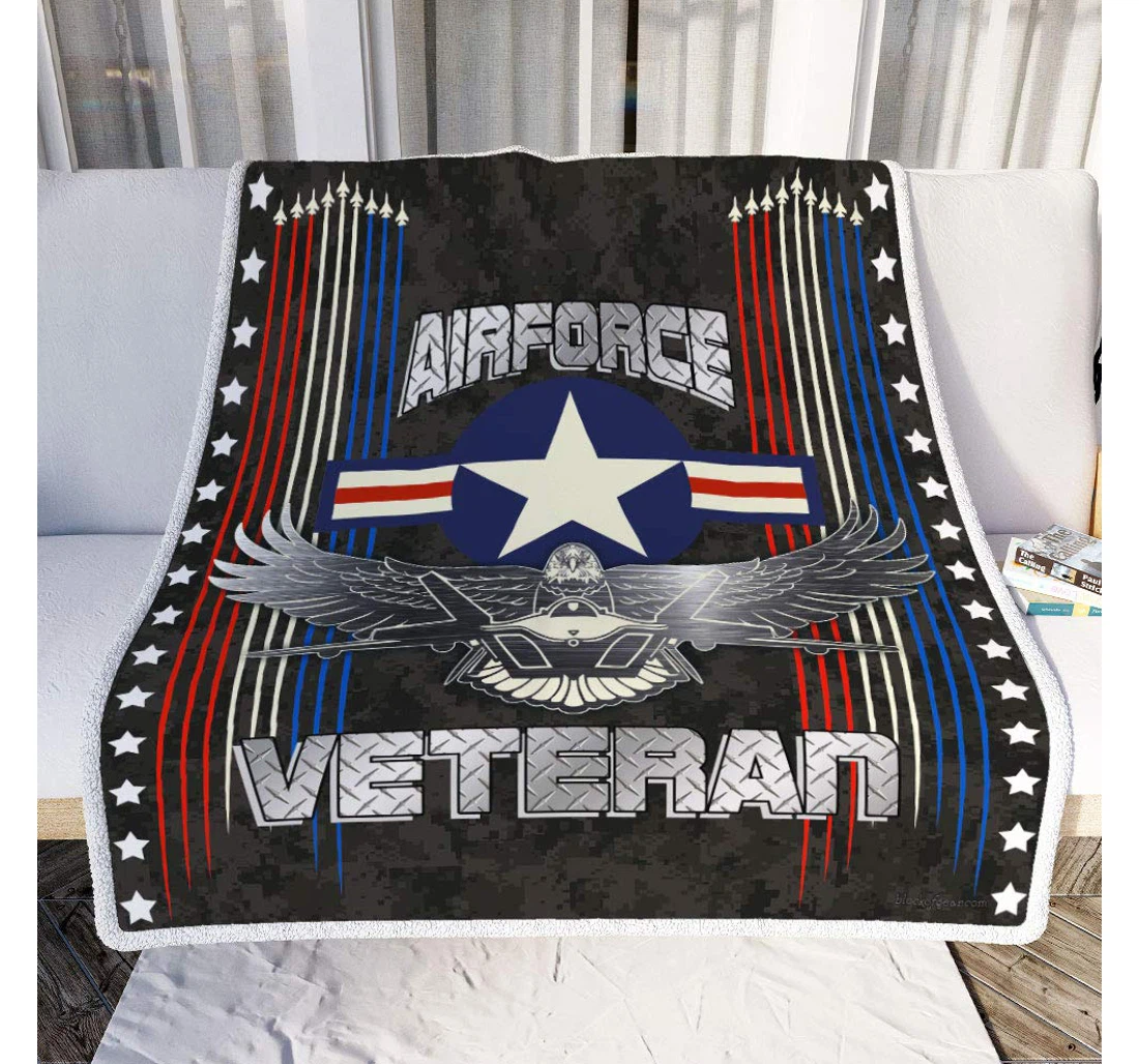 Throw Blanket, Quilt - Personalized Gifts Air Force Veteran American Gifts Valentine Sherpa Fleece