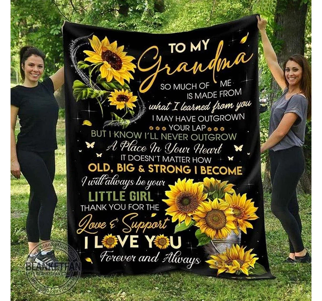 Throw Blanket, Quilt - Personalized To My Grandma Sunflower From Granddaughter I Love You Forever Customized Baby Girl Office Gifts Sherpa Fleece