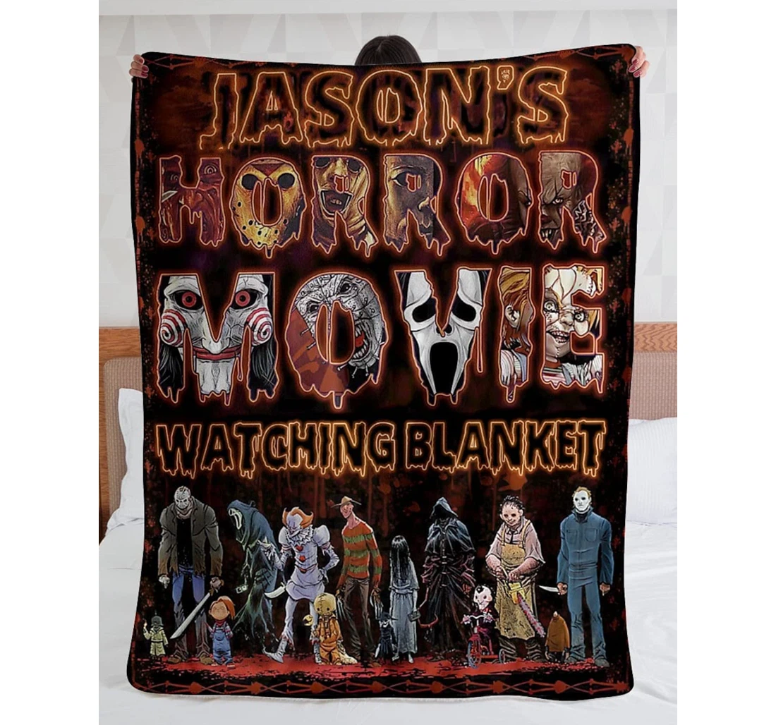 Throw Blanket, Quilt - Personalized Gift Custom Name This Is My Movie Watching Halloween Day Son Gift Friends Gift Sherpa Fleece