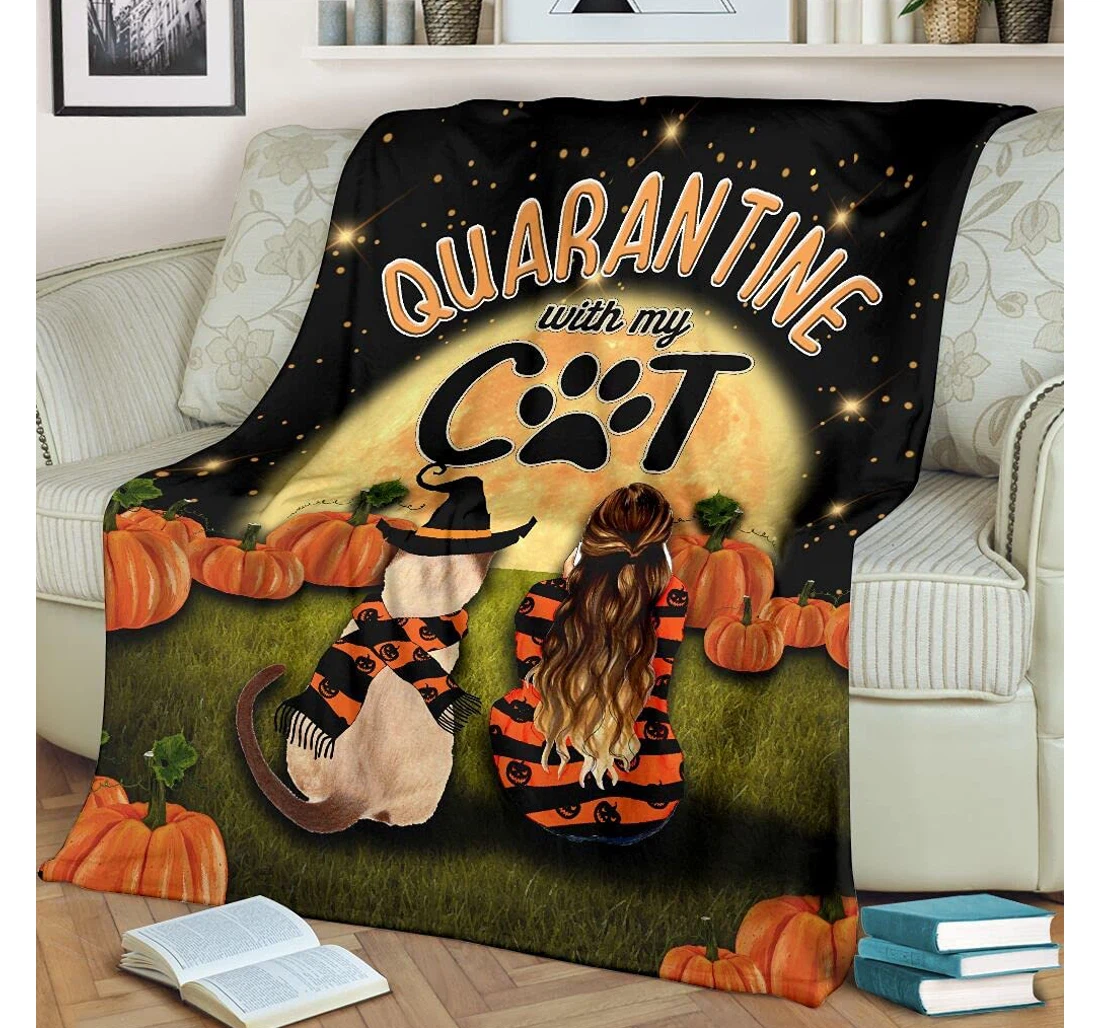 Throw Blanket, Quilt - Siamese Cat Quarantine Halloween Halloween Day Gift Party Gift Cat Lovers Cat Sherpa Fleece