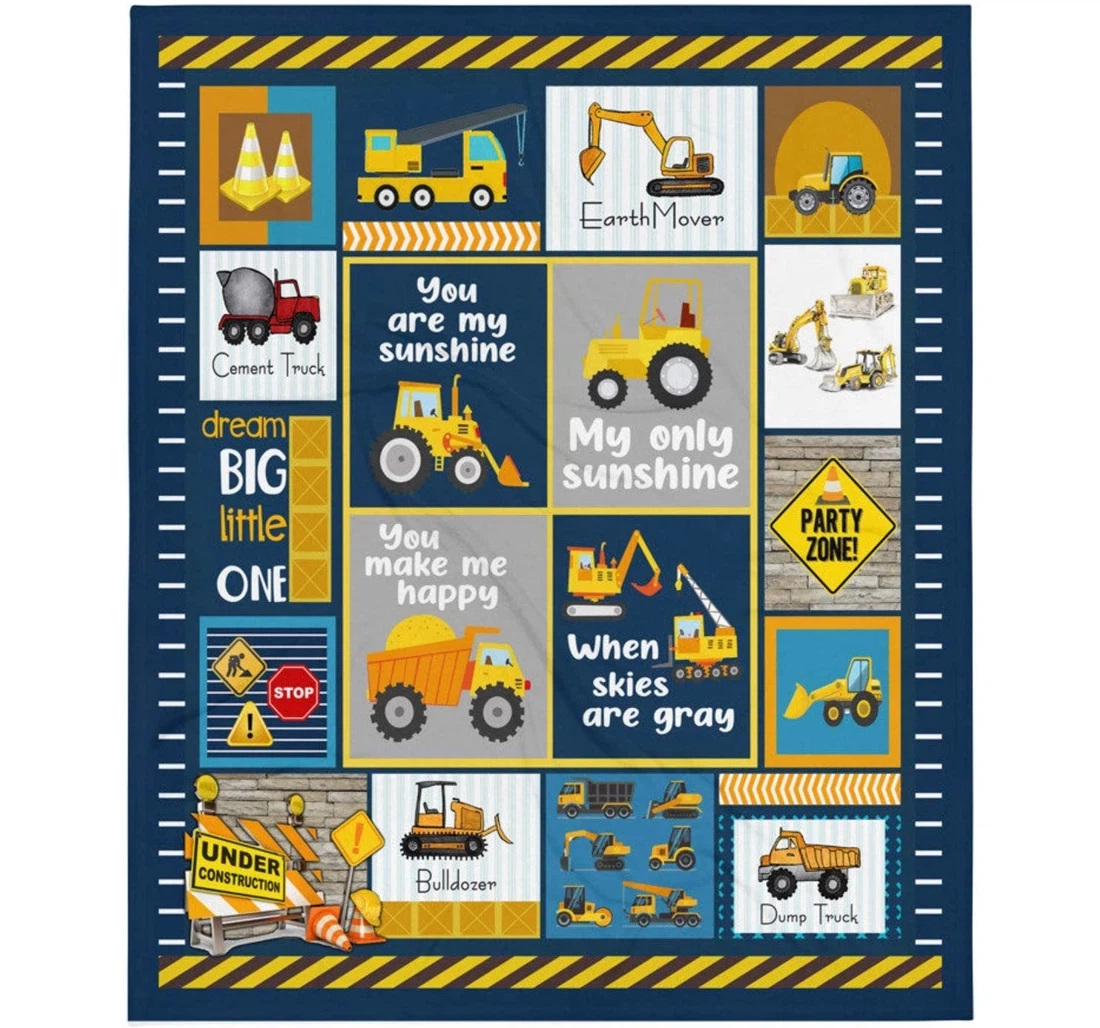 Throw Blanket, Quilt - Personalized Gifts Construction Construction Gifts Dump Truck Gifts Great Ideas Sherpa Fleece