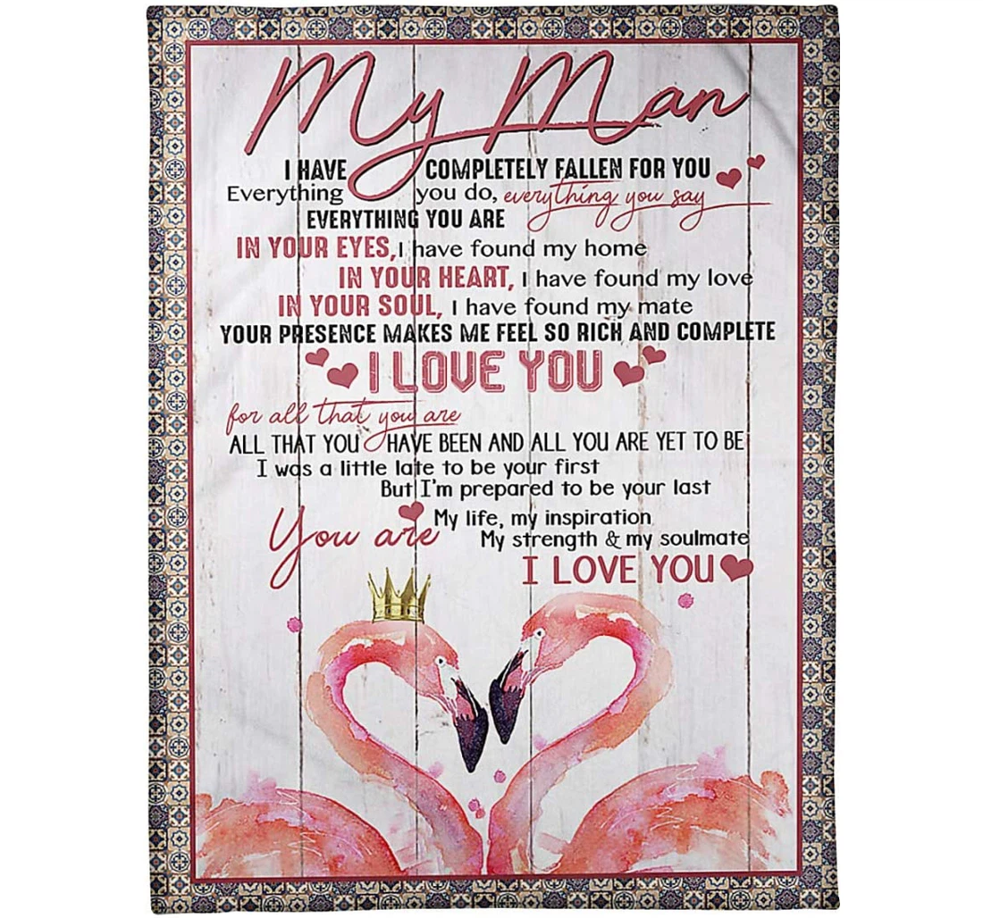 Throw Blanket, Quilt - Personalized Gifts My Man My Life My Inspiration My Strength &my Soulmate I Love You My Man Sherpa Fleece