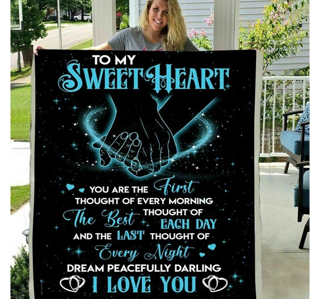 Throw Blanket, Quilt - Personalized Gifts To My Sweet Heart You Are I Love You Hold Hand Valentine Day Gifts Sherpa Fleece