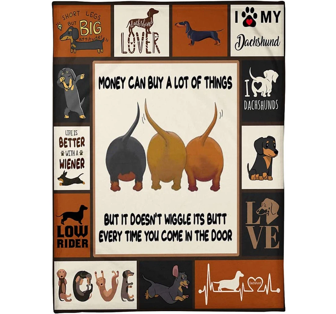 Throw Blanket, Quilt - Personalized Gifts Dachshund Sherpa Fleece