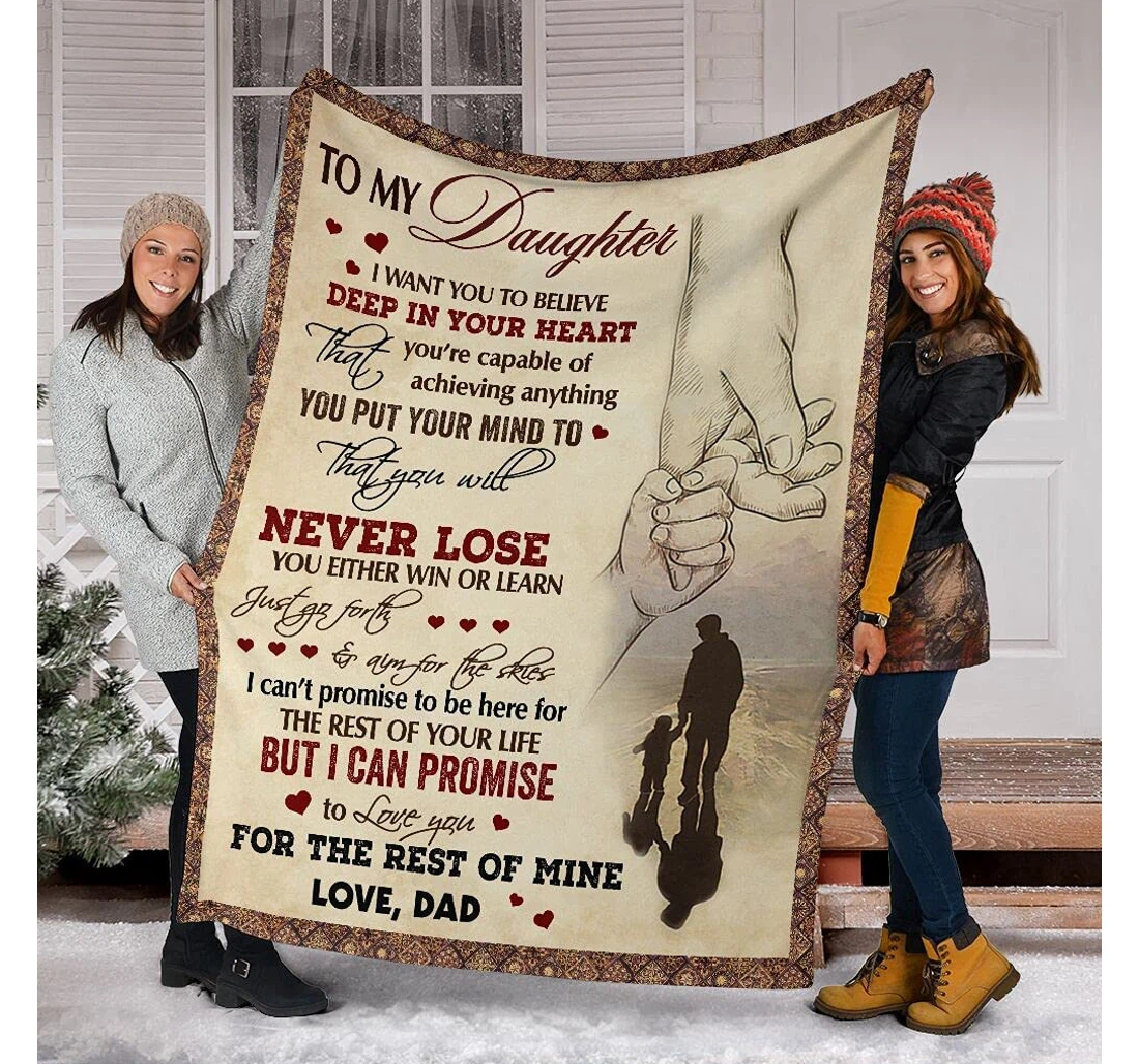 Throw Blanket, Quilt - Personalized Family To My Daughter From Dad Custom Name And Image Father And Baby Holding Hand Art Gifts Beautiful Daughter Sherpa Fleece