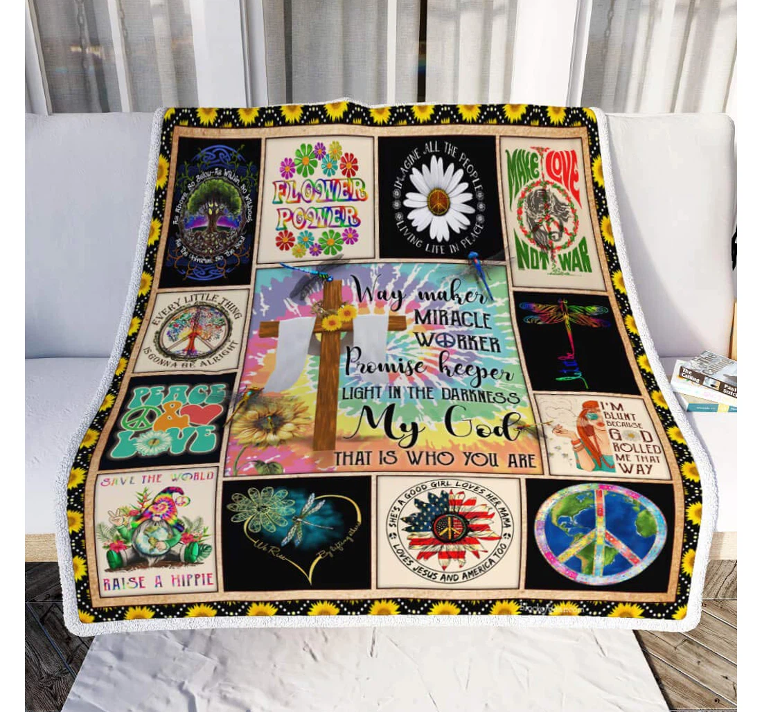 Throw Blanket, Quilt - Personalized Gifts Way Maker Mira Worker Promise Keeper Light In The Darkness My God That Is Who You Are Gifts Valentine Sherpa Fleece