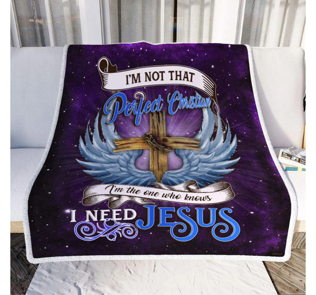 Throw Blanket, Quilt - Personalized Gifts I Need Jesus Gifts Valentine Sherpa Fleece