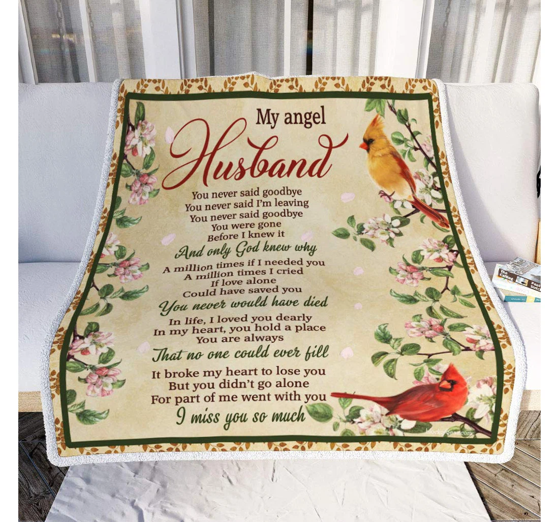 Throw Blanket, Quilt - Personalized Gifts Angel Husband Cardinal Gifts Valentine Sherpa Fleece