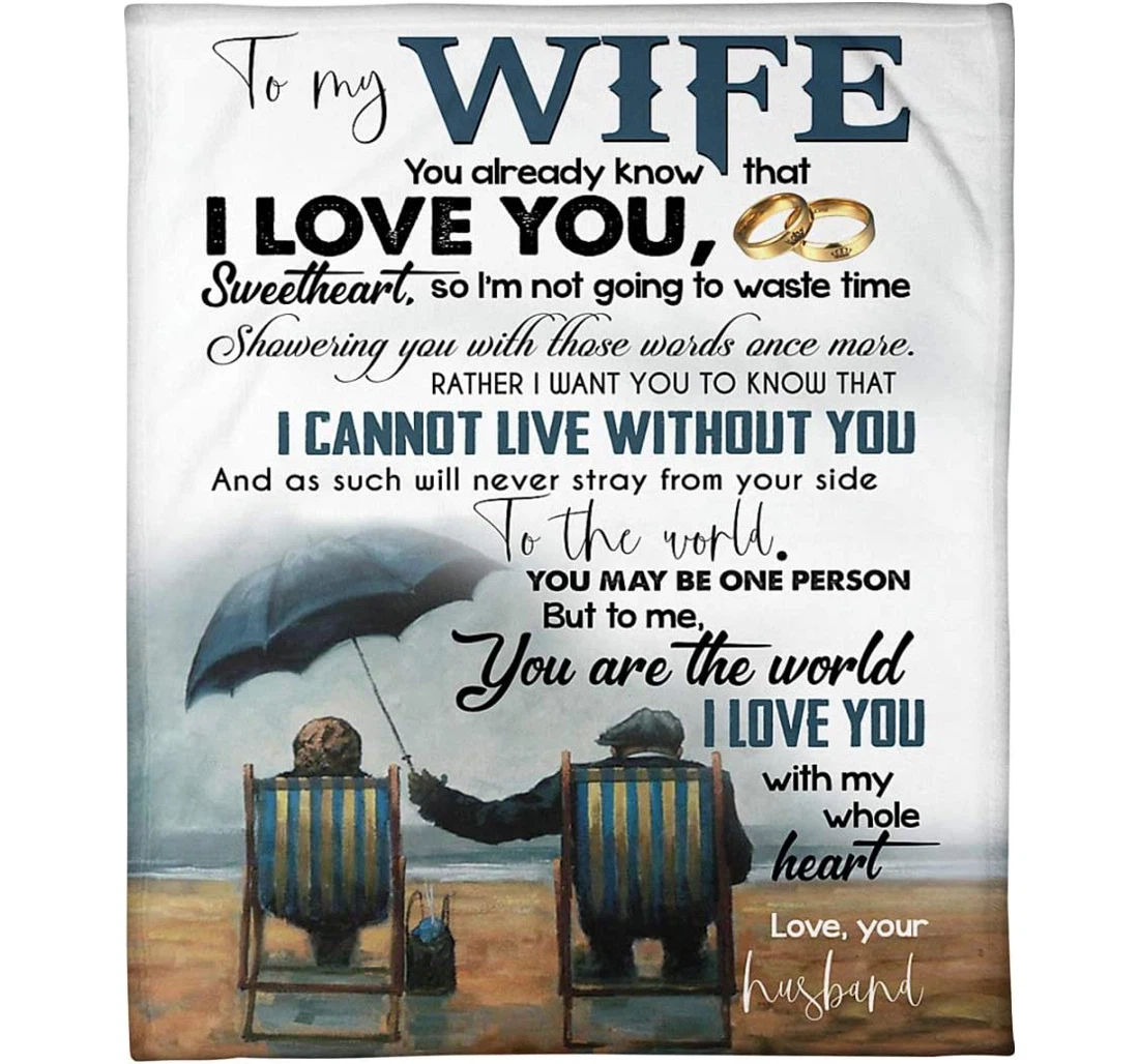 Throw Blanket, Quilt - Personalized Gifts My Wife You Are The World I Love You With My Whole Heart Husband Sherpa Fleece