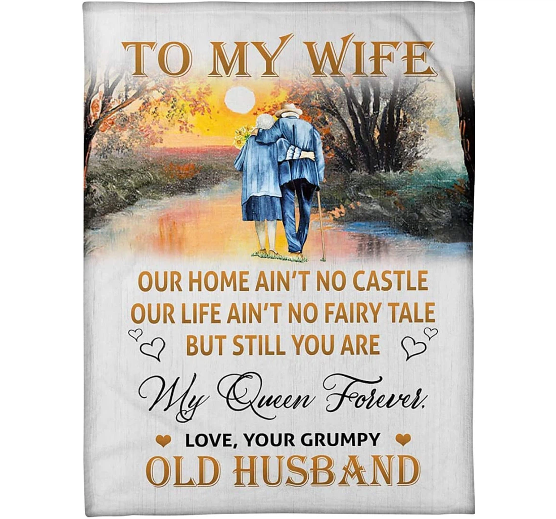 Throw Blanket, Quilt - Personalized Gifts My Wife My Queen Forever Love Your Gummy Old Husband Husband Sherpa Fleece