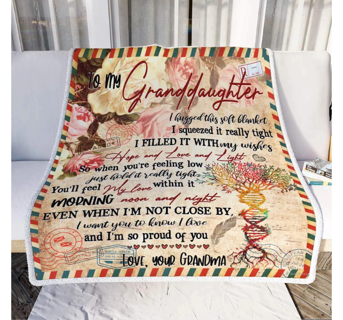 Throw Blanket, Quilt - Personalized Gifts Sweet Letter To My Granddaughter From Grandma Gifts Valentine Sherpa Fleece