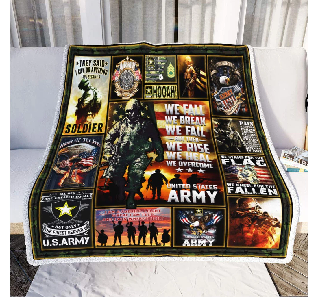 Throw Blanket, Quilt - Personalized Gifts United States Army. We Rise We Heal We Overcome Gifts Valentine Sherpa Fleece