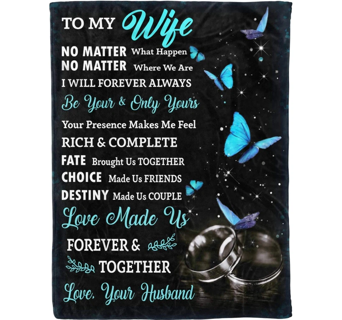 Throw Blanket, Quilt - Personalized Gifts Valentine's Day Gifts Her To My Wife Forever& Together Sherpa Fleece