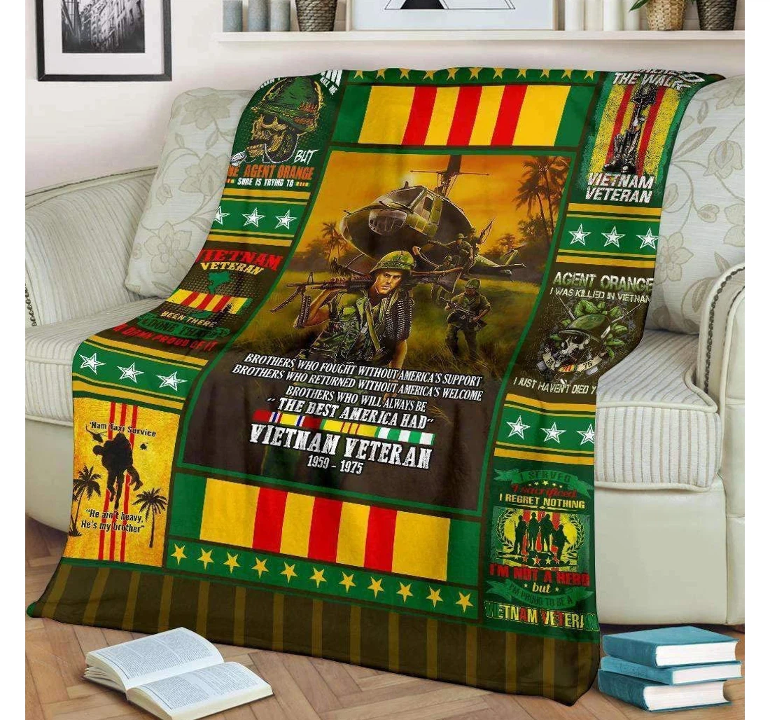 Throw Blanket, Quilt - Personalized Gifts Brothers Fought Without America's Support Vietnam Veteran Sherpa Fleece