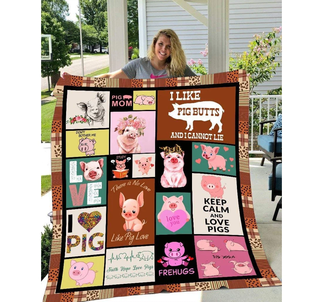 Throw Blanket, Quilt - Personalized Gifts Pig I Love Like Pig Butts And I Cannot Lie Gifts Valentine Sherpa Fleece