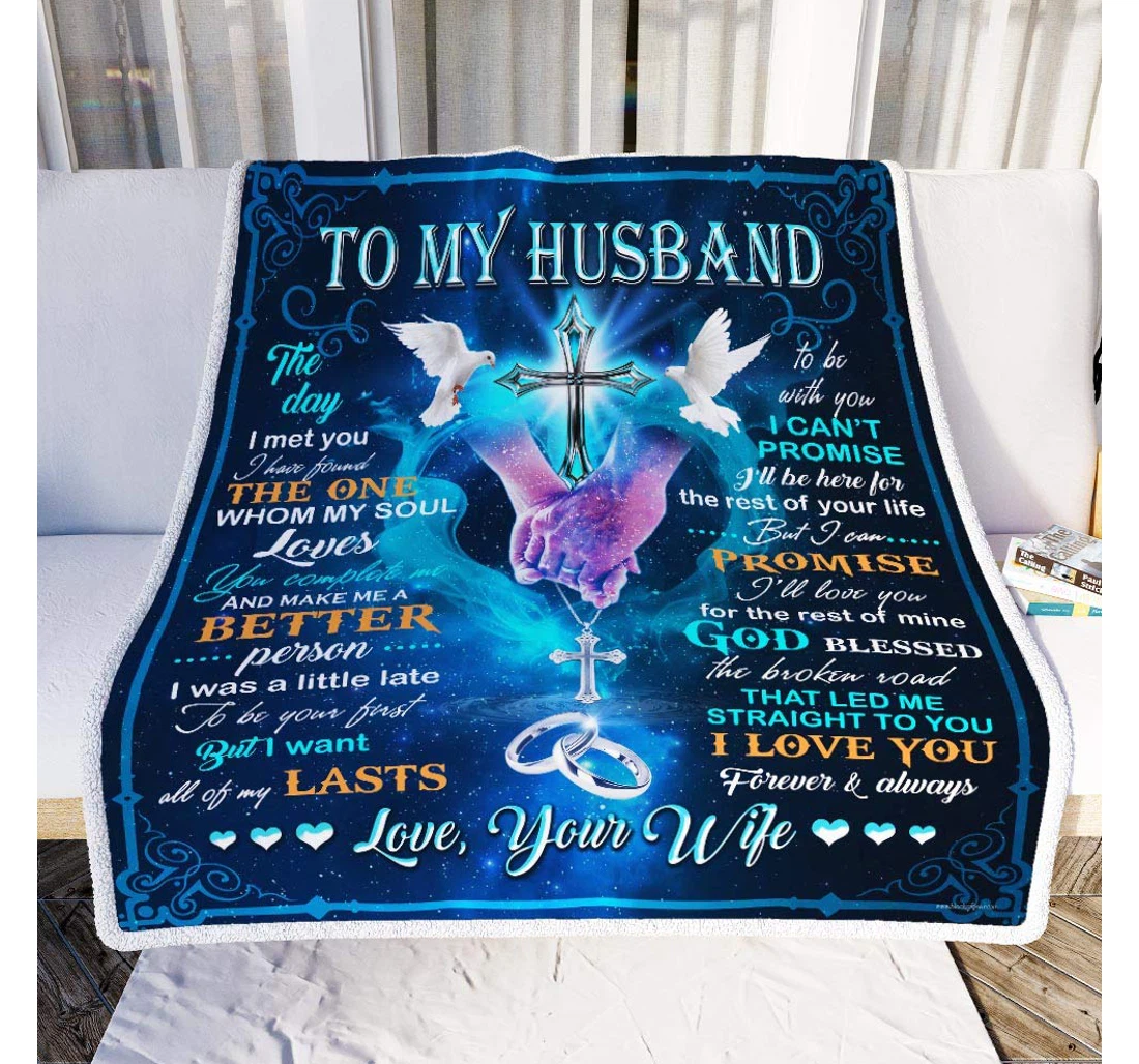 Throw Blanket, Quilt - Personalized Gifts Husband God Blessed The Broken Road That Led Me Straight To You Gifts Valentine Sherpa Fleece